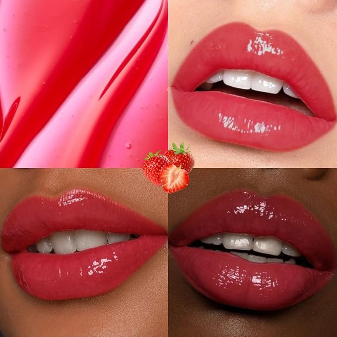 pct Nourishing Moisturizing Tinted Lip Balm for A Sheer Tint of Color, Softens Smooths Hydrates Moisturizes Lightweight, Lip Care Gloss Plumper Stain for Women Dry & Chapped Lips, 01# STRAWBERRY