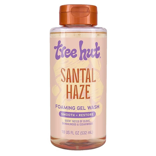 Tree Hut Santal Haze Foaming Gel Wash, Hydrating & Moisturizing Body Wash with Shea Butter & Nourishing Essential Oils, Daily Cleanser for Soft Smooth Skin, 18 fl oz