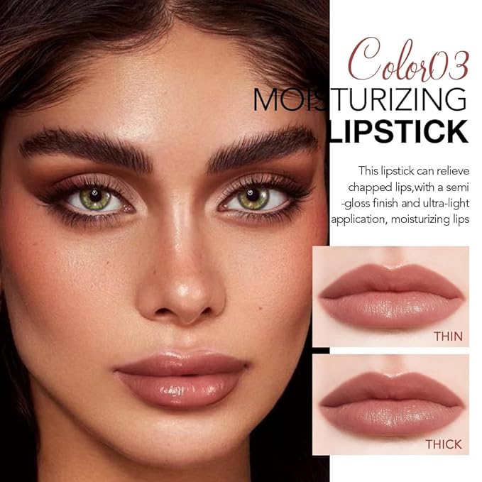 QIDSTERS Tinted Lip Balm Moisturizing Lipstick, Black Brown Hydrating Lipstick for Women, 24 Hour Long Lasting Moisturization Lip Gloss Stain Makeup, Lightweight Non Greasy Moisturizer Lips, 03