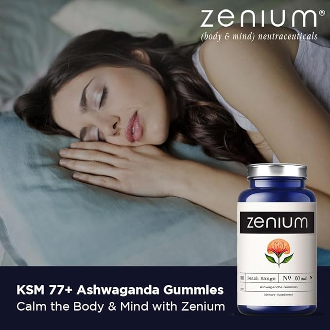 Zenium - Ashwagandha Gummies 1500mg per Serving of KSM 66 | 60 Count | Mango Flavored | Calm The Mind & Body | Relieve Worry, Tension & Nervousness | Ayurvedic | Natural Supplement | Boosts Mood