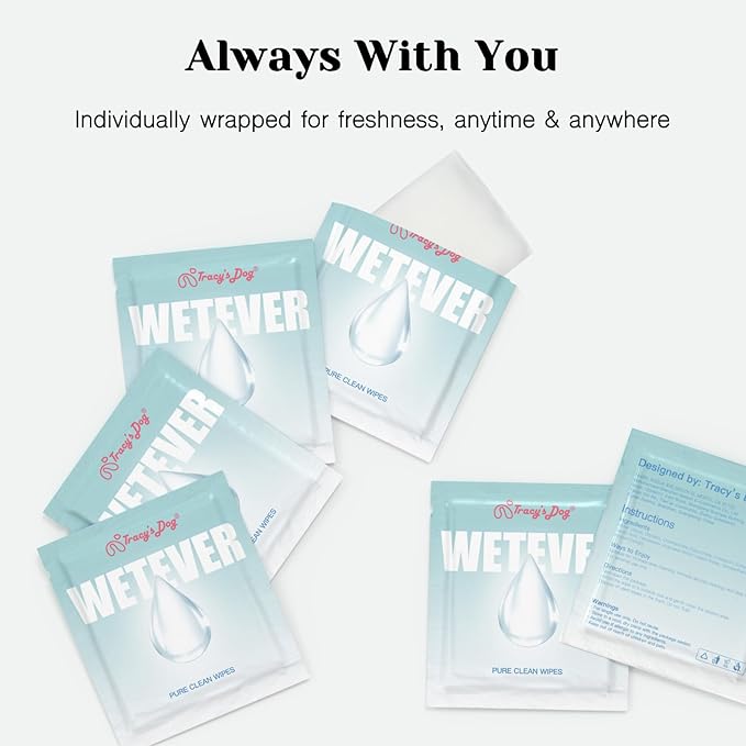 Tracy’s Dog Feminine Wipes, pH-Balanced Natural Intimate Wet Wipes for Women & Couples — Individually Wrapped Travel Packs, 20 Count