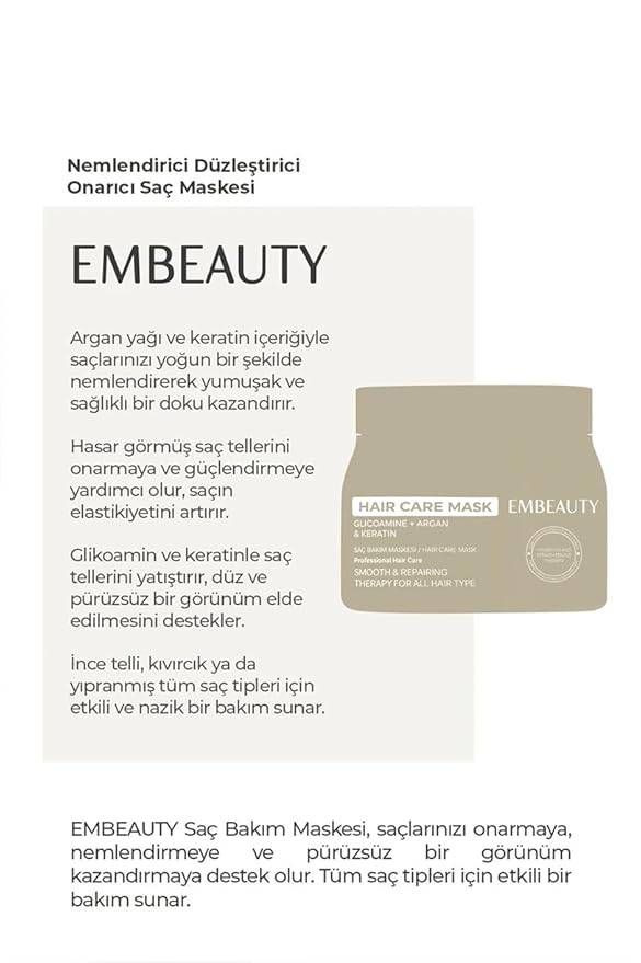 Intensive Keratin Deep Repair Hair Mask – Nourishing & Strengthening Formula for Dry, Damaged and Dull Hair, Moisture-Rich Softening Care, Suitable for All Hair Types 500 ml / 16.91 fl oz