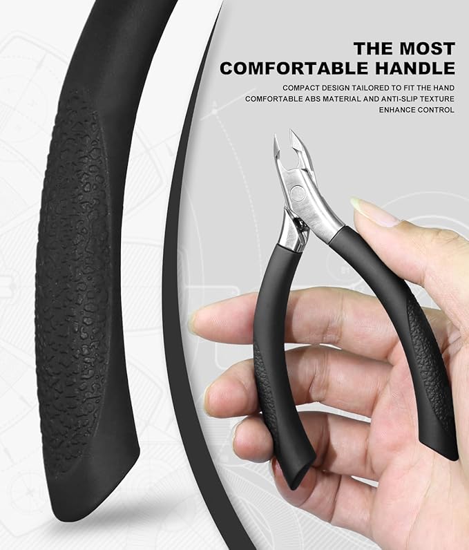 Cuticle Trimmer Set With Case, Professional 0.2" Jaw Cuticle Remover with Abs Handle, Precision Cuticle Cutters Pedicure Manicure Nail Tool cut