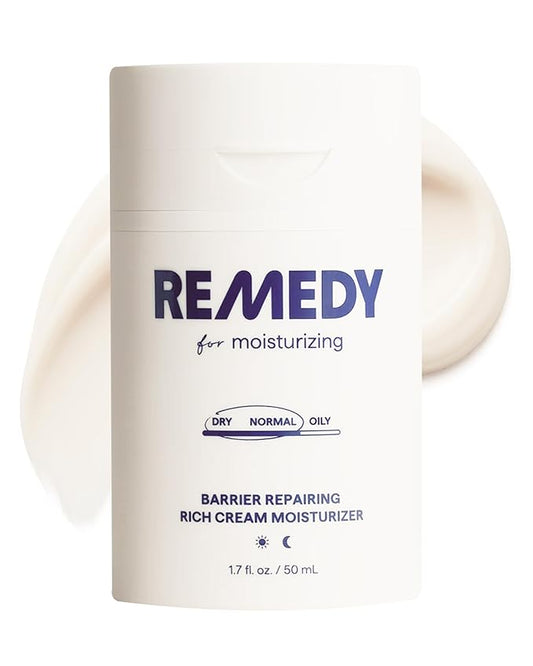 Remedy Rich Cream Barrier Repairing Facial Moisturizer - Remedy for Rich Moisture - For Normal to Dry Skin - Quadruple Ceramides, Peptides, Squalane, Glycerin- By Dermatologist Dr. Shah, 1.7 fl. oz