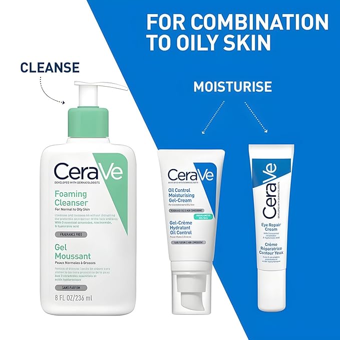 CeraVe Oil Control Moisturizing Gel-Cream, Face Moisturizer for Oily Skin, Niacinamide, Hyaluronic Acid & Oil Absorbing Technology To Rebalance Oily Skin, Non-Comedogenic, Fragrance Free & Oil-Free
