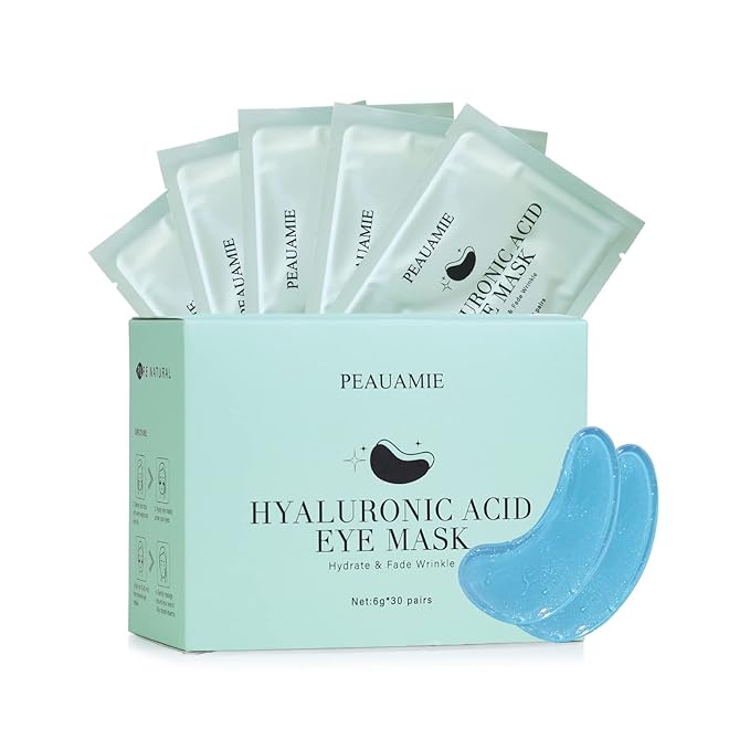 PEAUAMIE Under Eye Patchs Hyaluronic Acid Eye Mask for Dark Circles and Puffiness Wrinkle Eye Bags 30 Pairs