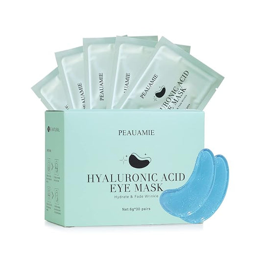 PEAUAMIE Under Eye Patchs Hyaluronic Acid Eye Mask for Dark Circles and Puffiness Wrinkle Eye Bags 30 Pairs