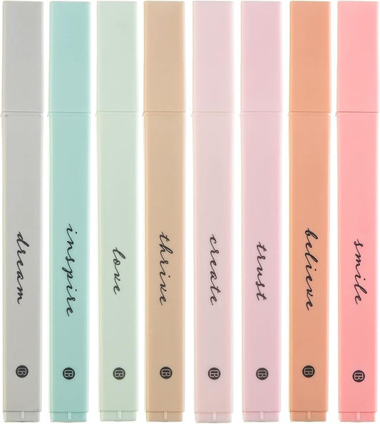 DIVERSEBEE Bible Highlighters with Soft Chisel Tip, 8 Pack Assorted Colors Pens No Bleed, Quick Dry, Cute Aesthetic Markers, Bible Study Journaling Supplies and Accessories (Boho)