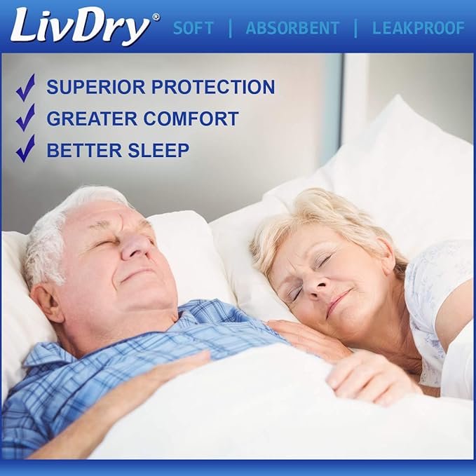 LivDry 2XL Overnight Adult Diapers for Women and Men, XXL Incontinence Underwear, 60”-80" Waist, Disposable Pull-On Briefs, XX-Large, 48 Pack
