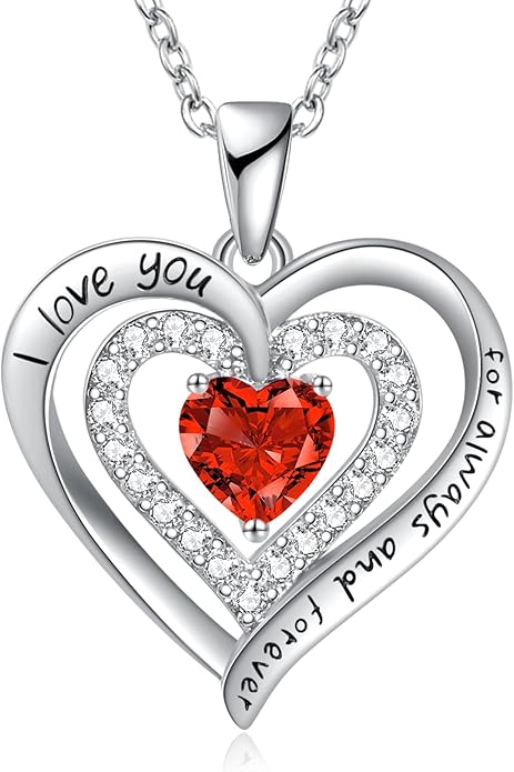 REDBEE Necklaces for Women Birthstone Heart Necklace Jewelry for Wife Girlfriend Woman Necklace