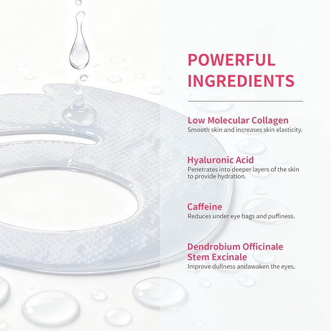 OK Shape Eye Masks, 360° Fit Under Eye Patches with Caffeine and Collagen, Firming & Hydrating Eye Mask for Dark Circles and Puffiness, Self Care Gifts for Women - 18 Pairs, Mystery White