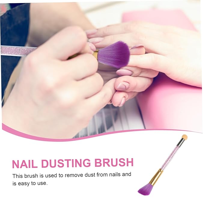 Hemoton Double-Ended Nail Brush 7.08 Inch Professional Nail Art Detail Brush for Acrylic Nails Powder Removal and Rhinestone Cleaning Salon Accessories