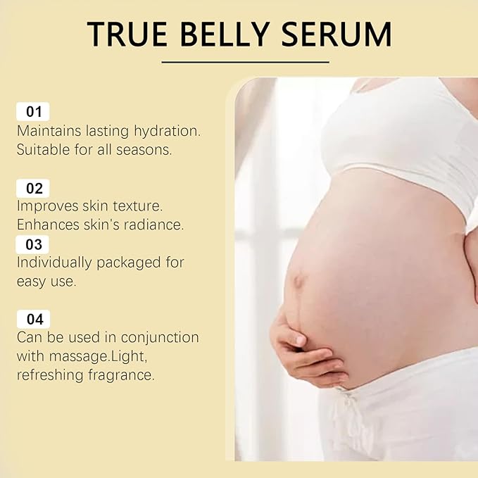 True Belly Serum with Cherry Extract, Pregnancy-Safe Skin Care Belly Oil for Stretch Marks, Supports Hydration, Belly Oil For Pregnant Women, 3.38 fl oz