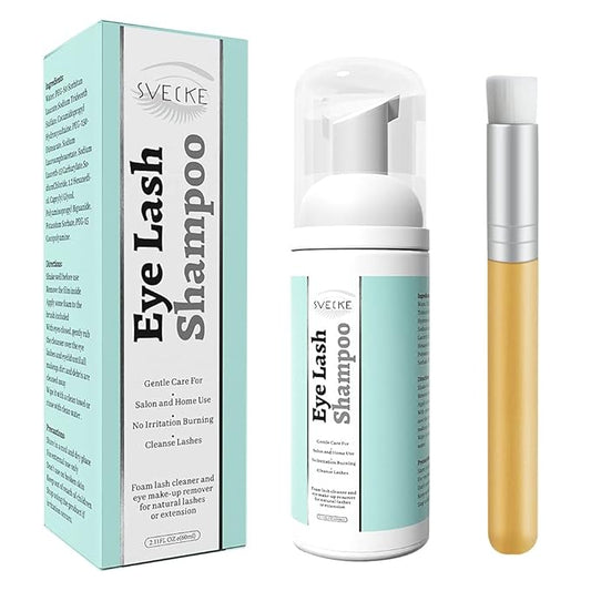 Eyelash Shampoo for Lash Extensions Kit, Prolong Lash Cleanser with Brush, Safe Eyelid Cleaner for Salon Home Use 2 fl.oz