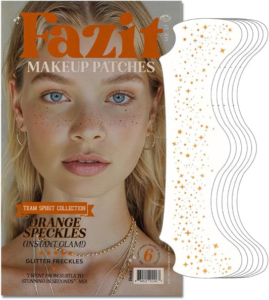 Fazit Makeup Patches - Orange Speckles - Glow Up Make-Up Patches - Cute Glitter Makeup Accessories for Women - Cosmetic Glitter for Face