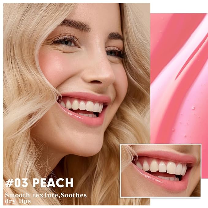 evpct Nourishing Moisturizing Tinted Lip Balm for A Sheer Tint of Color, Softens Smooths Hydrates Moisturizes, Lip Care Gloss Plumper Stain for Women Dry & Chapped Lips, 03# PEACH (0.21 Ounze)