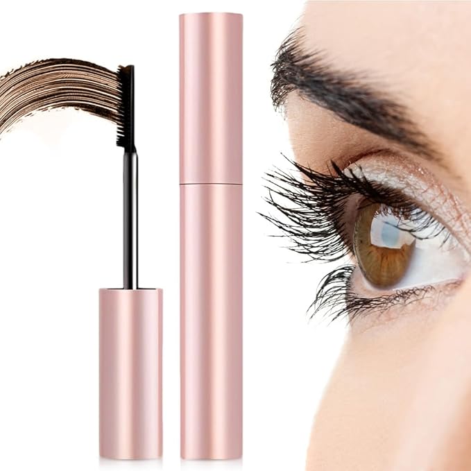 Waterproof and Non-Smudging Mascara, Lengthening and Curling Long-lasting Mascara for Fine Short Lash Women, Slim Brush Length Volumizing Curling Eyelash Lashes Mascaras for Lash Makeup (Brown)