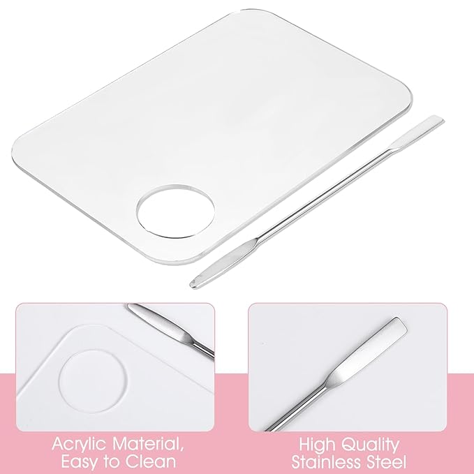 12 Pack Acrylic Cosmetic Palette with 12 Spatulas, Clear Makeup Mixing Tray for Foundation, Eye Shadow, Nail Art, Pigment Blending