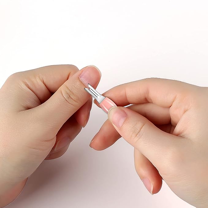 Allstarry 30 Pieces Nail Cuticle Trimmer Remover Plastic Handle Cuticle Pusher Dead Skin Cuticle Knife Nail Cleaner Removal Fork Nail art Tools for Girls Women and Men - Light Blue and Soft Peach