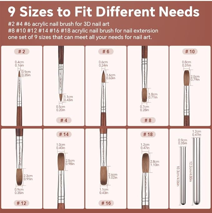 KADS Acrylic Nail Brush with Penholder Nail Brush for Acrylic Application-Oval Shaped Powder Nail Design Tools for Professional Manicure DIY Home Salon (4#)