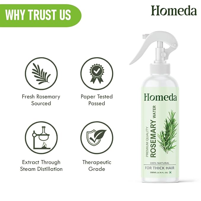 Rosemary Water Spray for Hair Growth (6.8 fl oz) Romero Para el Cabello Tónico de | Rosemary Hydrosol Tonic | Scalp Spray Root Enhancer & Locs (200ml) - Natural, Sulfate, Paraben Free