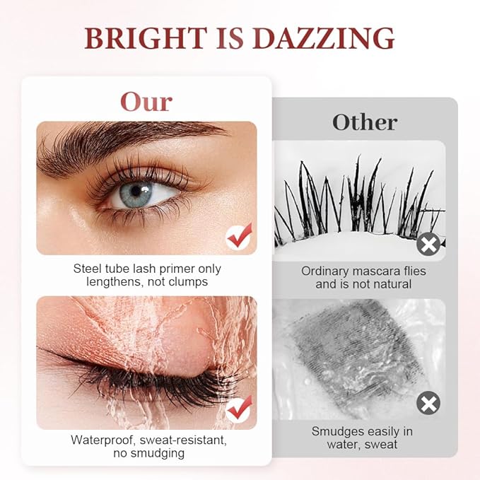 Waterproof and Non-Smudging Mascara, Lengthening and Curling Long-lasting Mascara for Fine Short Lash Women, Slim Brush Length Volumizing Curling Eyelash Lashes Mascaras for Lash Makeup (Brown)