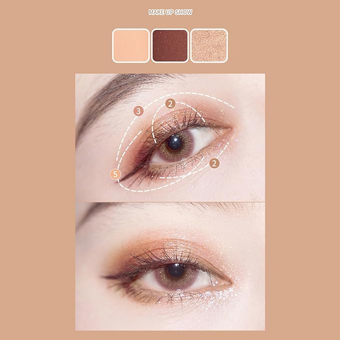 Eye Shadow Palette, 6 Colors Makeup, Waterproof Matte Shimmer, Glitter Pigmented Eyeshadow, Colorful Eye Cosmetic for Women Girls Daily Party Evening Makeup Look Professional Use