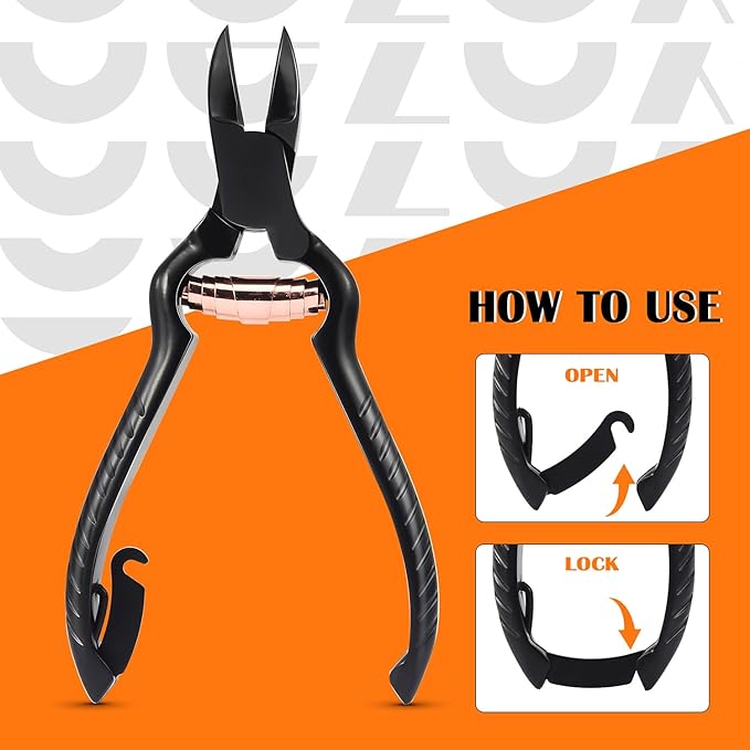 BEZOX Podiatrist Toenail Clippers, Heavy Duty Ingrown Nail Clippers for Thick Nails, Surgical Grade Stainless Steel Pordiatry Ingrwon Toenail Tools - Black