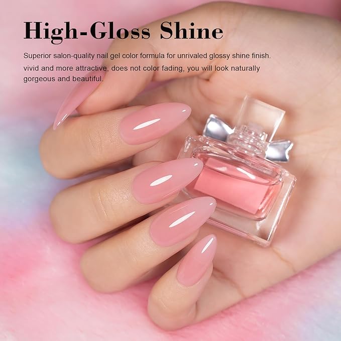 RARJSM Nude Gel Polish Soft Pink Skin Tone Neutral Color Sheer Jelly Gel Nail Polish 1PC 15ml Single Bottle Cream Transparent Pink Nail Gel Polish Soak off UV LED Cured for Home Salon DIY Manicure