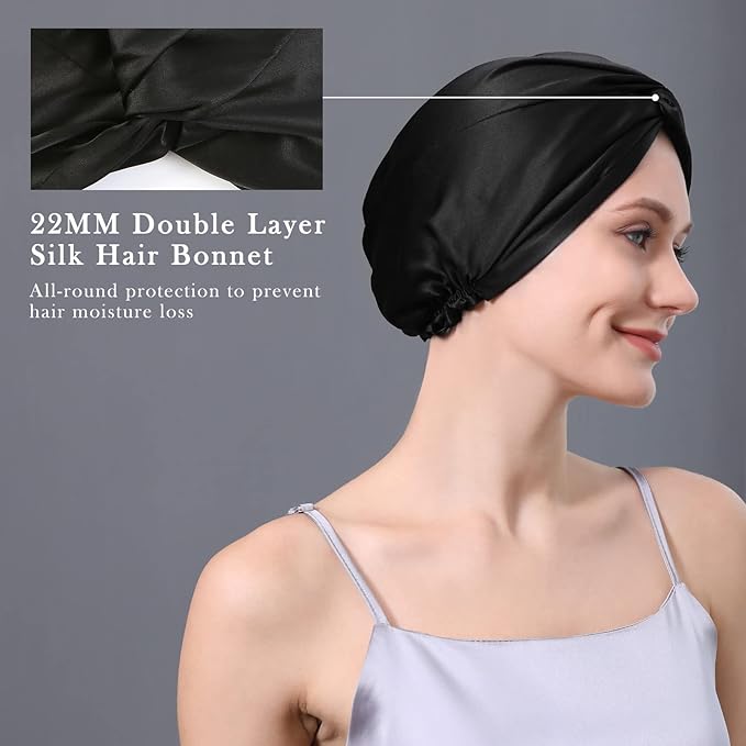 DAISYSILK 100 Pure Mulberry Silk Hair Bonnet for Sleeping Silk Hair Wrap for Women