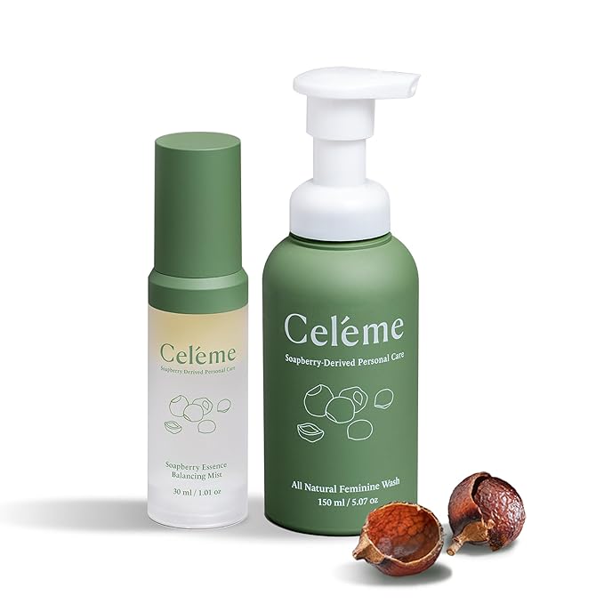 Feminine Care – All-Natural Soapberry Foaming Wash & Mist Sets, pH-Balanced and Hypoallergenic, Fragrance & Paraben-Free, Odor Control, Soothes Itchy, Dry, Sensitive Skin, Pregnancy-Safe