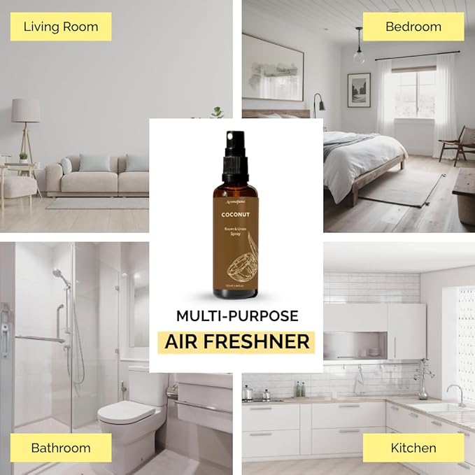 Coconut Room, Linen & Pillow Spray by Aromafume | 100ml/3.38 fl oz | with Pure Coconut Essential Oil | Aromatherapy Spray for Relaxation, Sleep & Stress Relief | Mist for Bedding, Fabrics