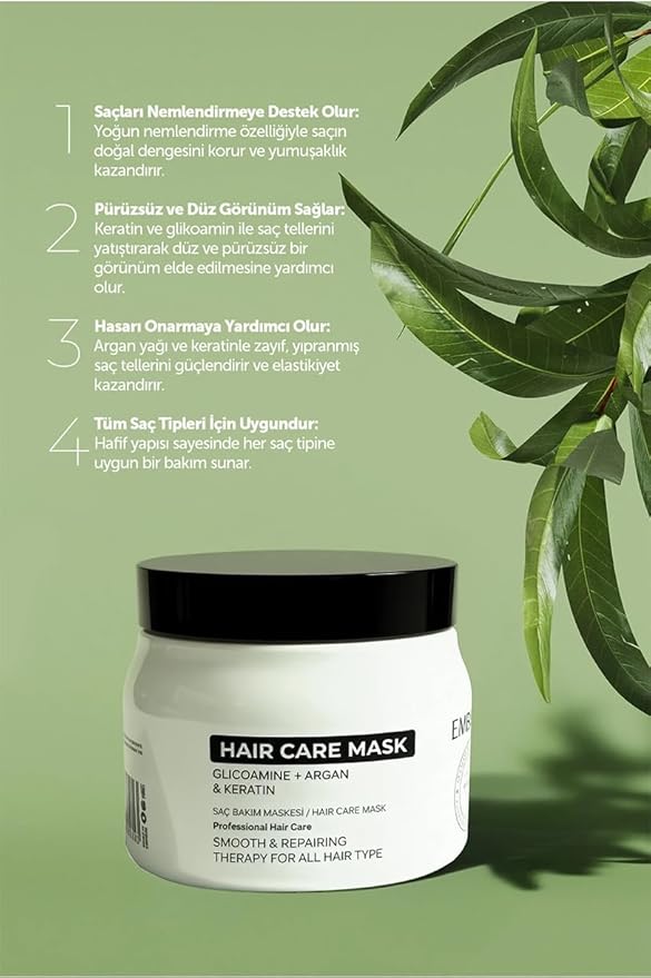 Intensive Keratin Deep Repair Hair Mask – Nourishing & Strengthening Formula for Dry, Damaged and Dull Hair, Moisture-Rich Softening Care, Suitable for All Hair Types 500 ml / 16.91 fl oz