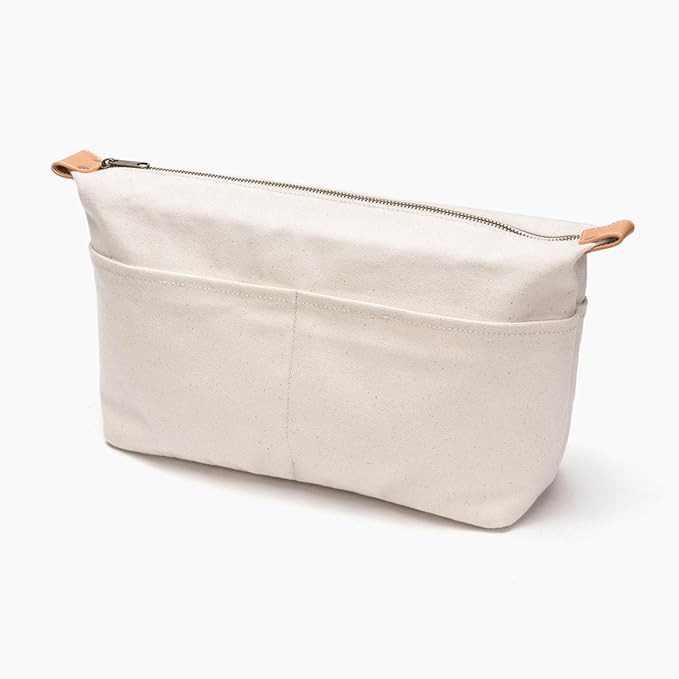 Insert Storage Bag Purse Organizer and Cosmetic Travel Bags for Women Makeup Bag with Compartments Three Sizes Cotton Canvas built-in compartments functiona and fashionable