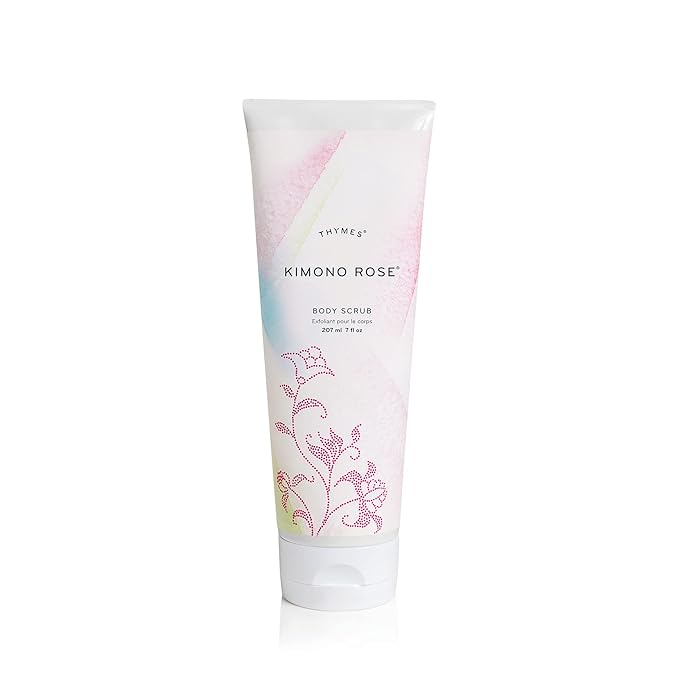 Thymes Kimono Rose Body Scrub - Body Exfoliator for Skin Care Routine - Moisturizing and Exfoliating Body Scrub, Face Scrub, Foot Scrub (7 Fl Oz)