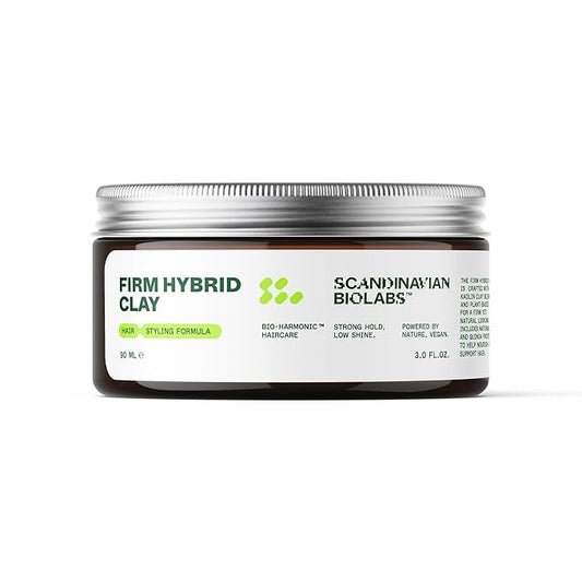 Scandinavian Biolabs Firm Hybrid Clay | Strong Hold, Semi-Matte Finish, Adds Texture & Volume, Water-Soluble, Plant-Based Formula, 90 mL/ 3 Oz