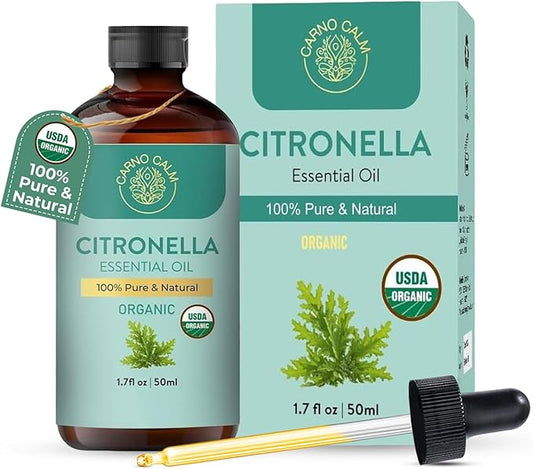 Citronella Essential Oil | USDA Certified Organic Citronella Oil | for Diffuser | for Body and Skin | Steam Distilled | Therapeutic Grade | 1.7 fl oz