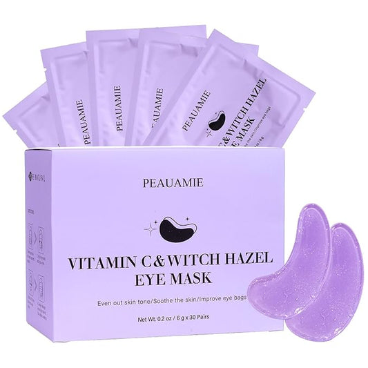 PEAUAMIE Under Eye Patches with Vitamin C and Witch Hazel Eye Mask for Dark Circles and Puffiness,Face Mask Skin Care Products 30 Pairs
