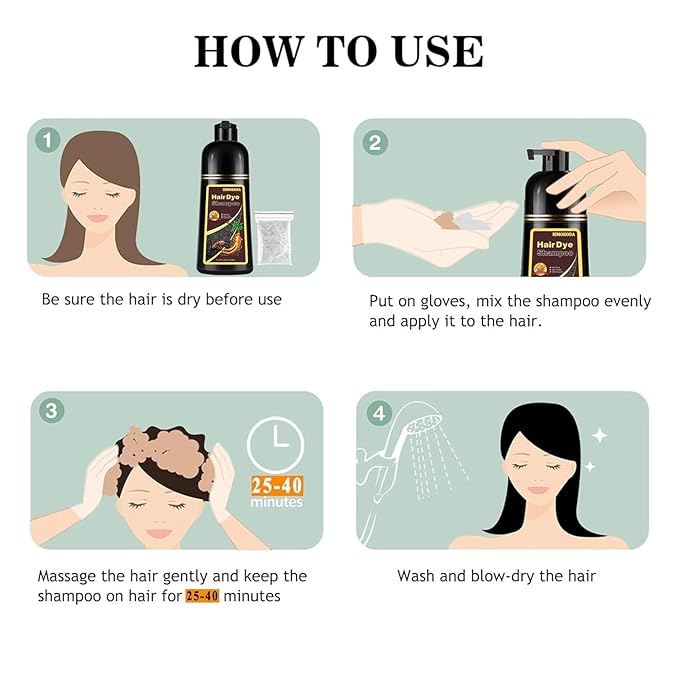 Wine Red Hair Dye Shampoo 3 in 1, Long-lasting & Natural Hair Color Shampoo, Herbal Ingredients Natural Shampoo Hair Dye Effect in Minutes, Gifts for Men Women 500ml