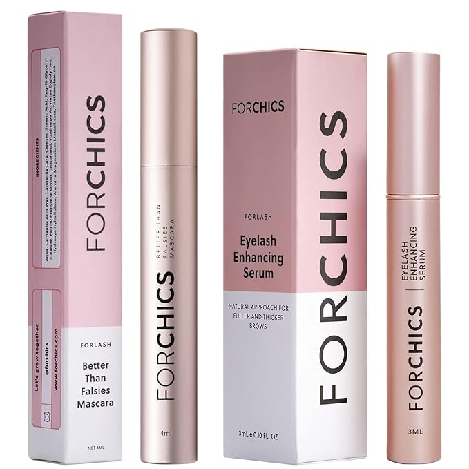 ForChics Lash Growth and Volume Duo - Growth Serum + Nourishing Mascara | 24/7 Lash Transformation System - Prostaglandin-Free, Hormone-Free - Instant Volume + Long-Term Growth