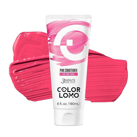 COLORLOMO Semi Permanent Hair Color - 6 oz Color Depositing Conditioner with Shea Butter & Almond Oil- Color Conditioner Depositing Hair Mask - Vegan, Paraben, Ammonia & Sulfate Free -Pink