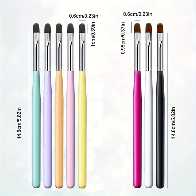 Nail Art Brushes Set,8PCS Uv Gel Nail Brush Poly Extension Gel Brush for Nail Art Nail Design Brush Gel Nail Brush for Nail Extension Nail Powder Nail Art Tips Builder Brush Nail Painting Set