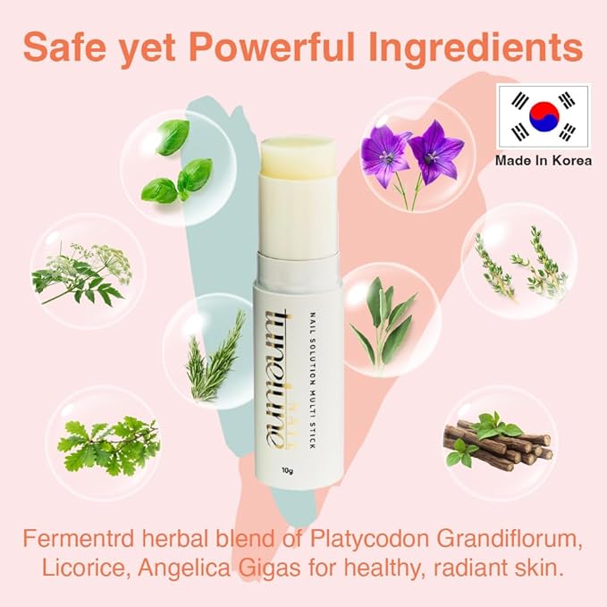 Fermentation Multi Stick | Herbal Fermented Nail Balm | Deep Nourishment & Hydration | Vegan Certified Natural Nail Care | For Dry or Rough Nails | Compact & Travel-Friendly | 10g
