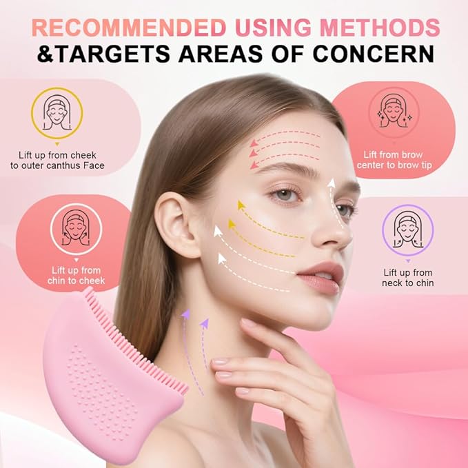 Silicone Face Lymphatic Brush – Ultra Soft Drainage Tool for Puffiness & Contour, Gentle for Daily Use & Sensitive Skin Friendly (1)