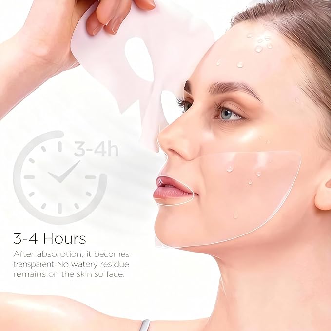 Hydrating Overnight Collagen Facial Mask 4 Sheets,Bio- Collagen Mask Real Deep Mask,Containing 80,000ppm Hydrolyzed Marine Collagen Peptide for Tighten, Elasticity, Pore Minimizing