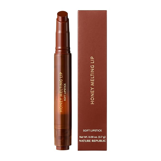 Nature Republic HONEY MELTING LIP PLUMPING (21 DIRTY CHOCO) SOFT LIP STICK, Hydrating Gloss, Moisturizing balms, Volumizing formula & Sheer tint, Glowy Finish, korean make up