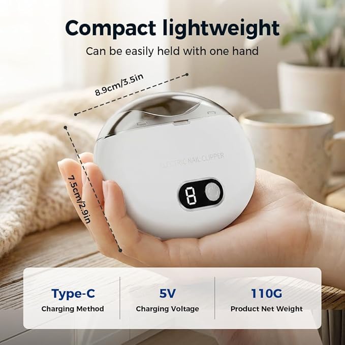 3-in-1 Automatic Electric Nail Clipper with LED Light & Storage, 2026 Upgraded Nail Trimmer for Seniors and Adults – Portable, Low Noise, Ergonomic Toenail & Fingernail Grooming Kit (Red)