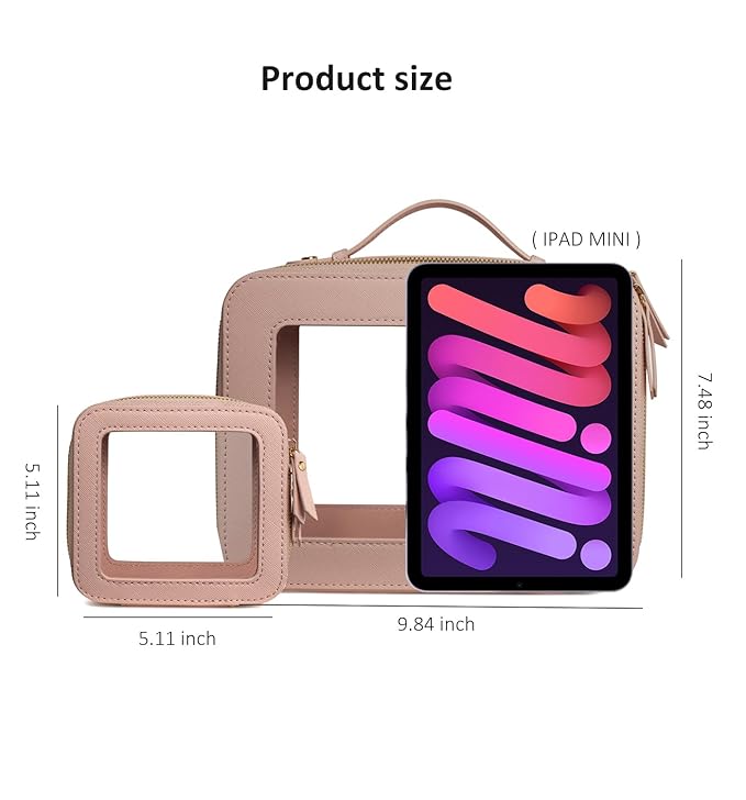 LETGO Clear Makeup Bags Small, TSA Approved Toiletry Bag with Zipper, Mini Clear Makeup Pouch Purse Organizer Fit Carry-on Travel Essentials,Small Cosmetic Bags for Car Storage (Mini-Nude)