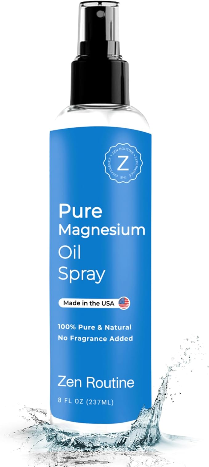Pure Magnesium Oil Spray 8oz (Single) – USP Grade – Topical for Feet, Body, Muscles, Leg Cramps & Sleep – Extra Strength, Less Sting – 100% Organic & Natural — Made in USA