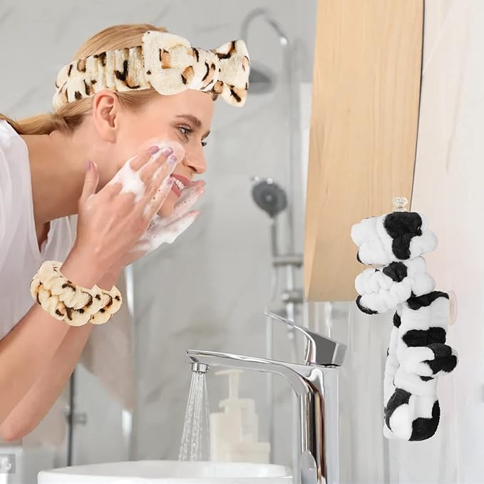 Face Wash Set - Headband, Wristbands with Holder, Microfiber Absorbent Spa Scrunchies